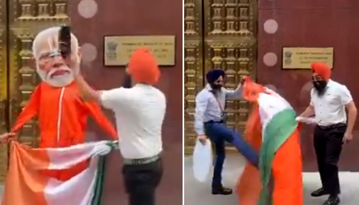 Khalistani supporters deface PM Modi's effigy with shoes, kick Indian flag in NY; video sparks outrage (WATCH) shk