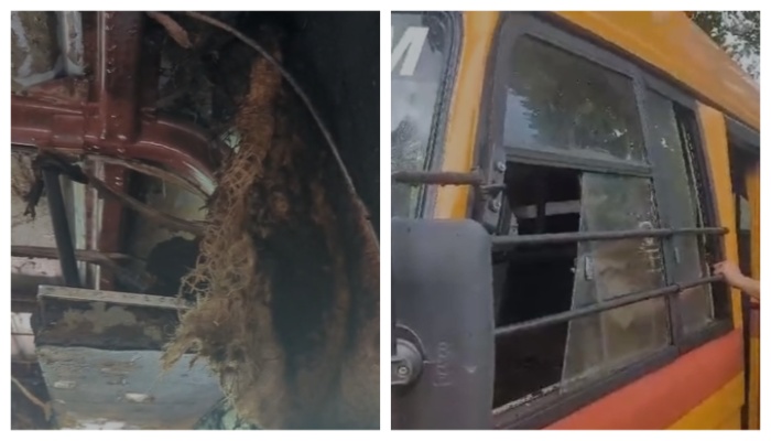 School bus catches fire in Nilambur Firefighters arrived and extinguished the fire