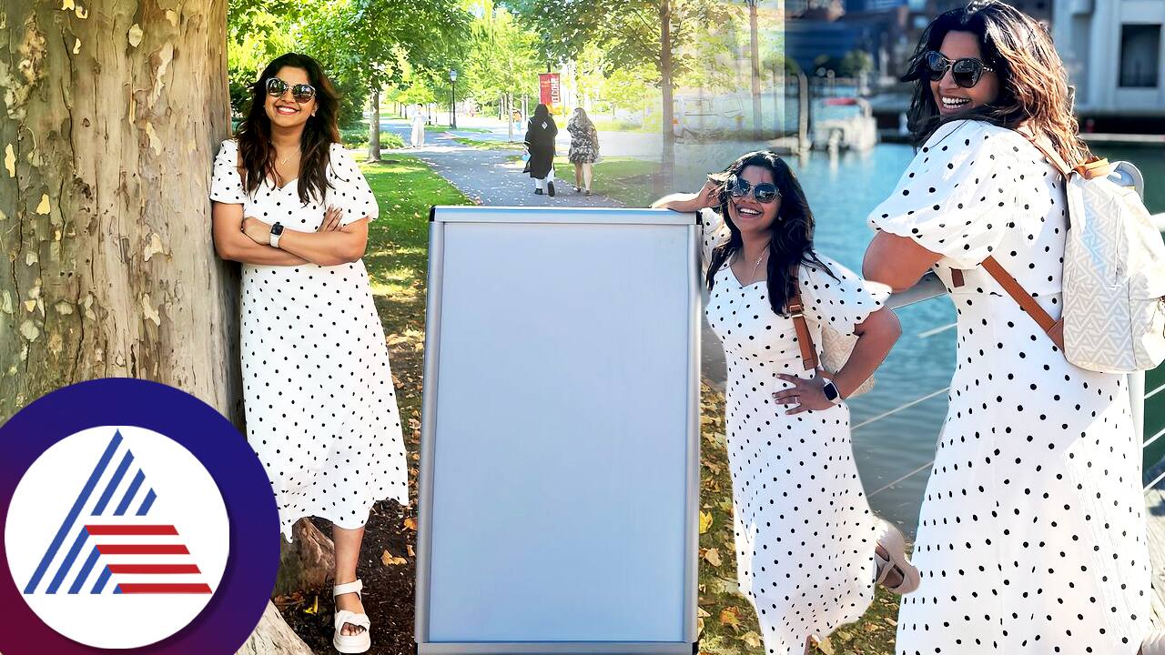 Anchor Anushree looks simple and beautiful in white polka dress pav