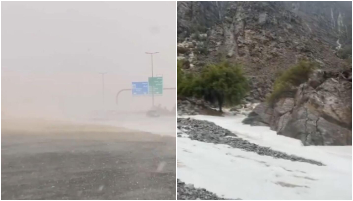 heavy rain and hail hits uae 