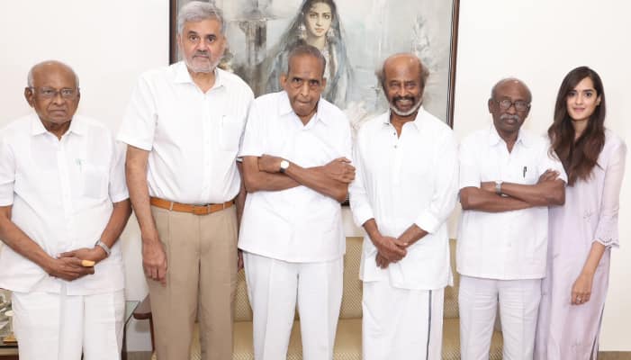 Super star rajinikanth met avm saravanan and sp muthuraman ans