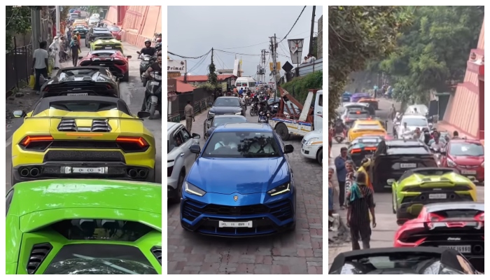 video of a Convoy of 71 Lamborghinis in Mussoorie goes viral in social media