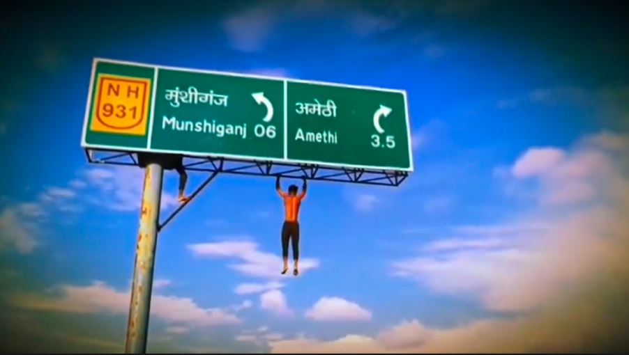 Mans Risky Pull Ups on Signboard Go Viral UP Police Responds