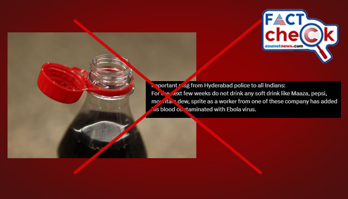 Message says avoid cold drinks as they are contaminated with the Ebola virus is fake 