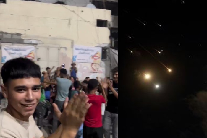 Palestinians in Gaza celebrate Iran's missile attack on Israel as tensions escalate; WATCH viral videos snt