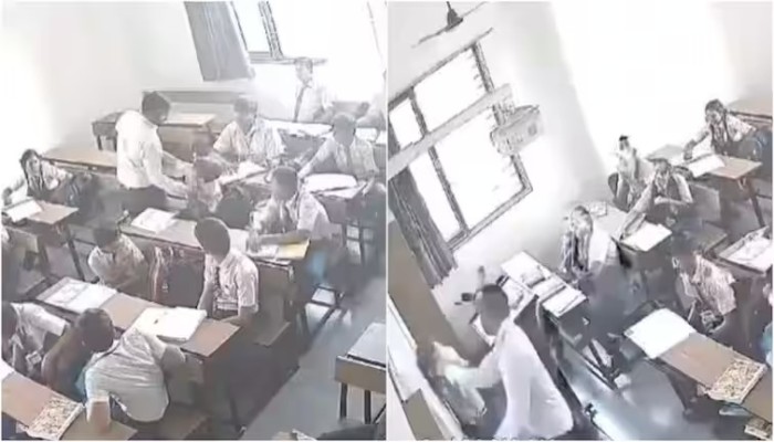 Gujarat SHOCKER! Teacher drags student by hair, bangs his head against wall & brutally thrashes him (WATCH) shk