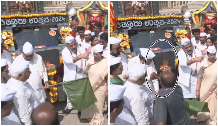 ominous forecast to CM Siddaramaiah clothes caught fire while inaugurating Function san