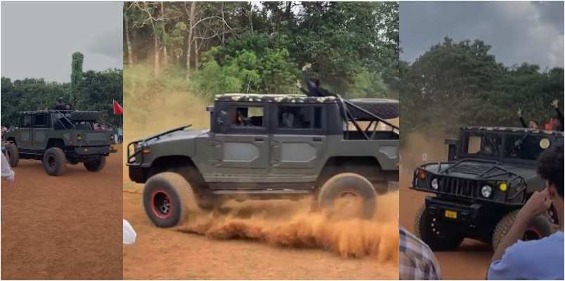 action against vehicle owner by motor vehicle department for dangerously drifting with modified Hummer in thrissur jyothi engineering college