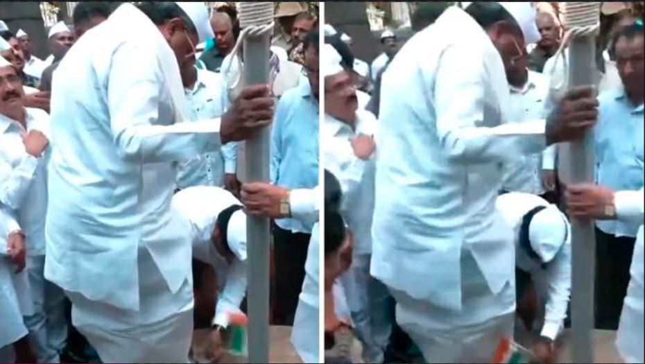 BJP Criticizes Congress After national flag holding Worker Removes CM Siddaramaiah's Shoes on Gandhi Jayanti