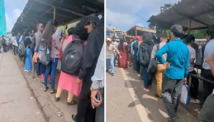 mumbai bus stand never ending queue viral video 