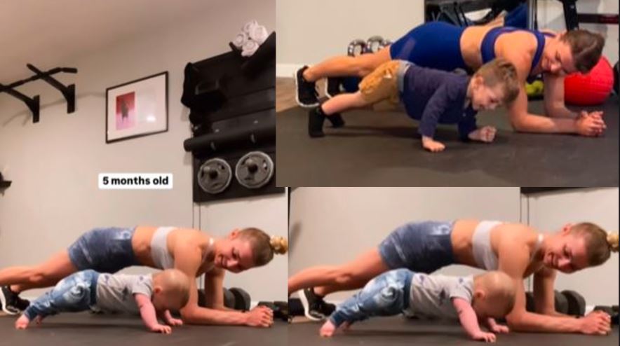 Mother Son Duo Sets Fitness Goals: Baby Works Out With Mom