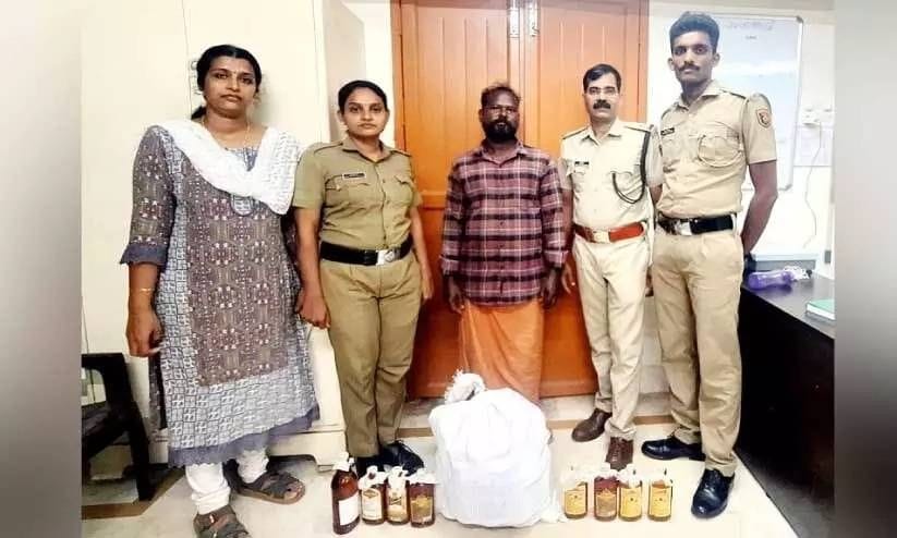 middle aged man caught with more than 37 litre Indian made foreign liquor in malappuram