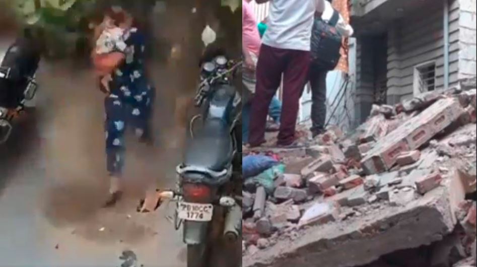 Miraculous Escape of a mother and Child From a 100 Year Old Building Collapse in Ludhiana