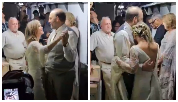 video of newlyweds dancing for the first time after marriage in a bunker in Jerusalem has gone viral on social media  