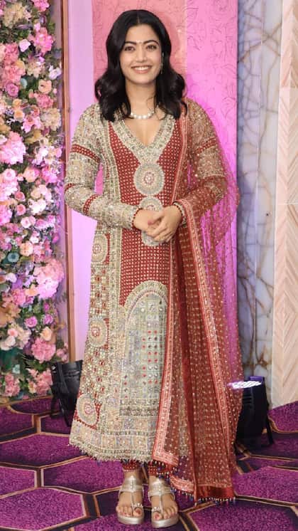 Embroidered Straight Red Long Suit