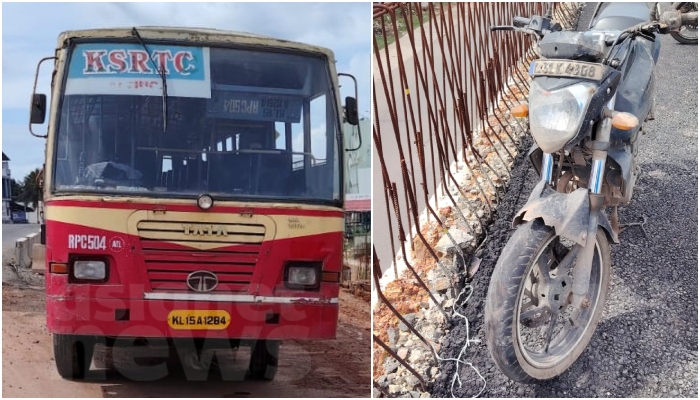 KSRTC bus and bike accident in thiruvananthapuram young man died