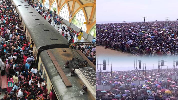 Chennai Marina Air Show! Crowds of people at the metro station tvk