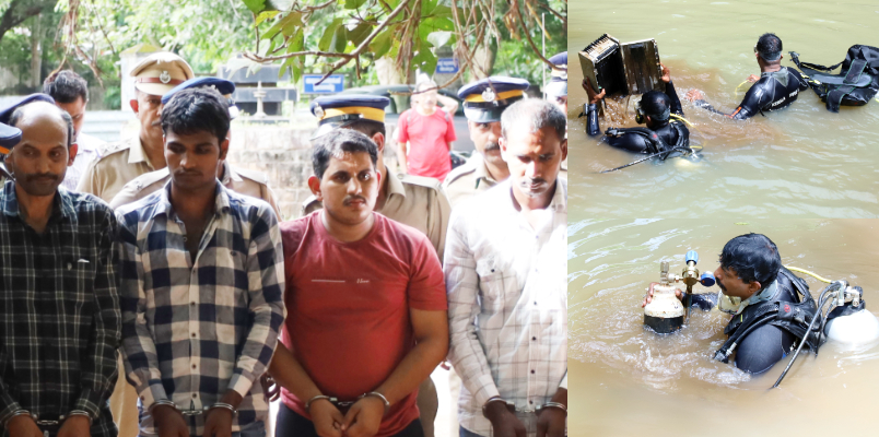 Atm theft case police recovered tray boxes from  river evidence collection