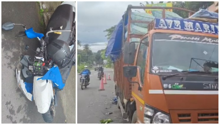 two wheeler collided with parked mini lorry resulting in the death of two people