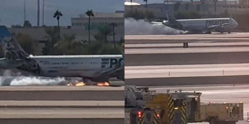 flight catches fire while landing 