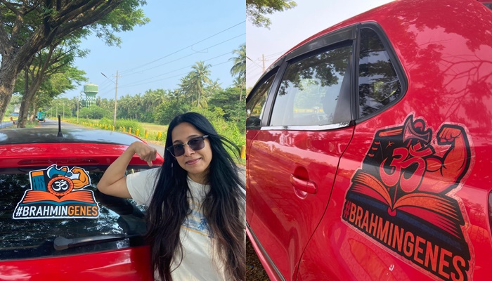 Brahmin Genes sticker on Anuradha Tiwari Car san