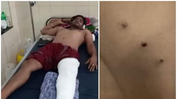 young men beaten for walking along the road at night