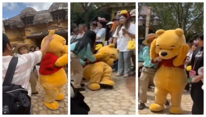 tourist beaten up Winnie the Pooh artist In Shanghai Disneyland