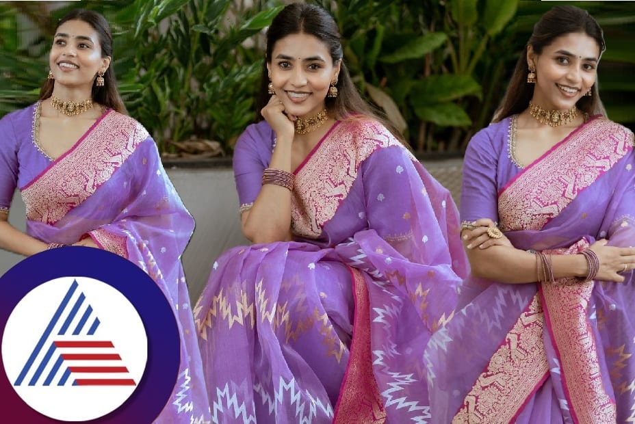 Kantara fame Sapathami Gowda looks gorgeous in simple saree look pav