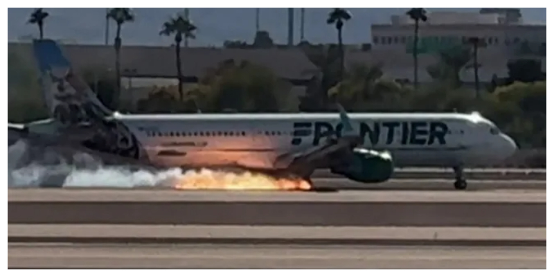 Frontier Airlines plane catches fire during emergency landing 