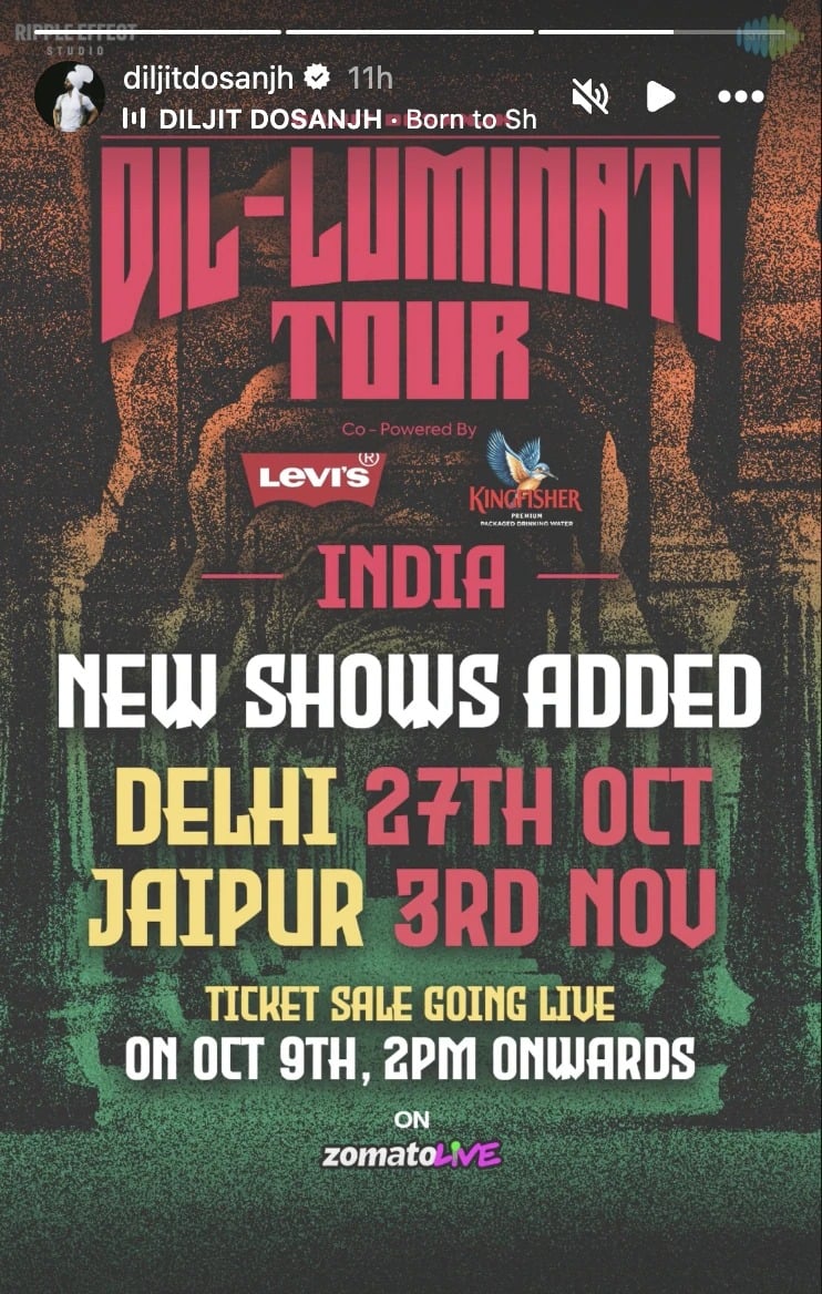 Dil Luminati Tour 2024 in India: Diljit Dosanjh announces additional Delhi, Jaipur shows; tickets are on sale at 2pm today RBA