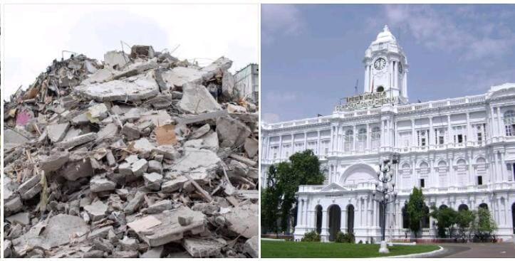 Chennai Corporation warns that dumping construction waste in violation of permission will be fined KAK