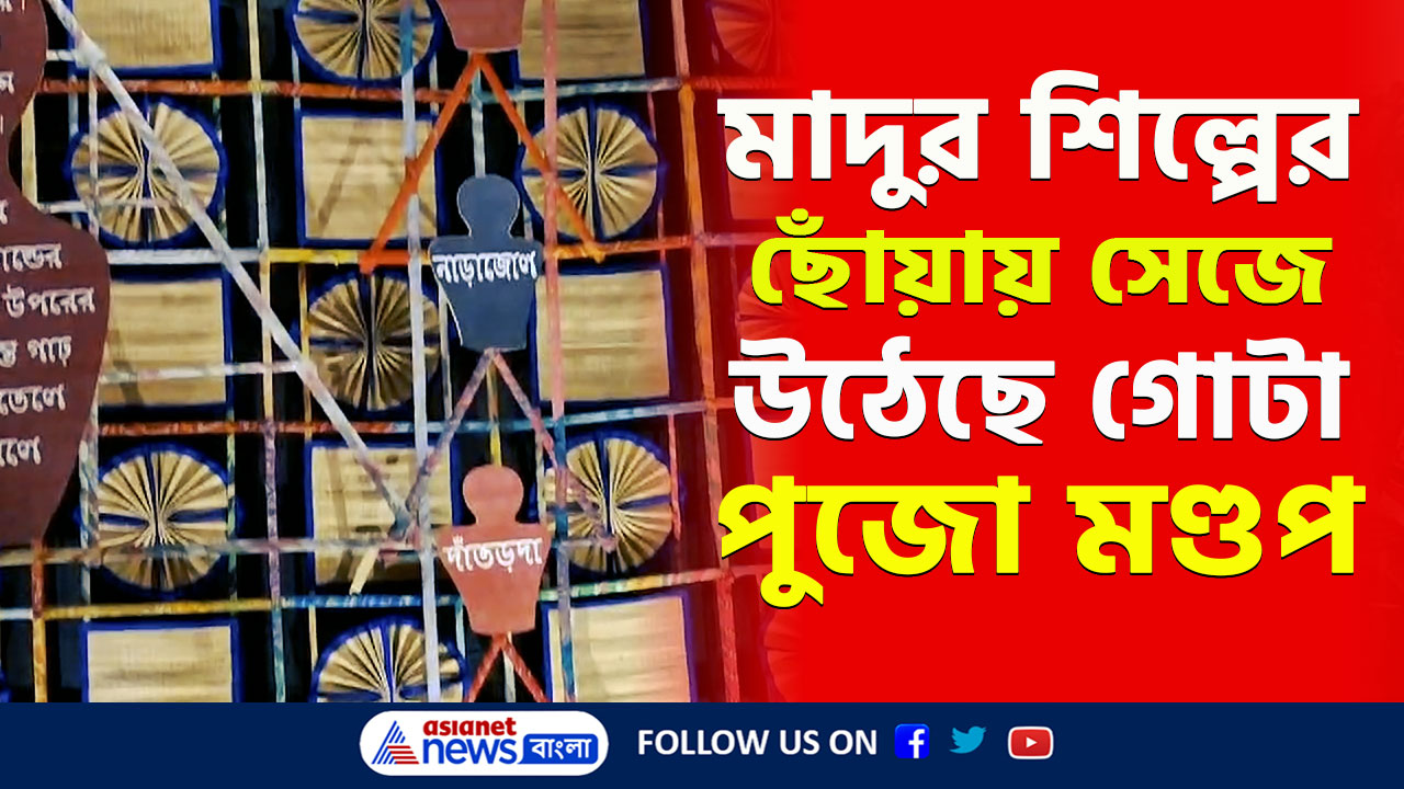 Durga Puja 2024 : শিল্পীরা মণ্ডপে বসেই তৈরি করছেন মাদুর! অনন্য ভাবনায় পশ্চিম পুটিয়ারি পল্লী উন্নয়ন সমিতি
