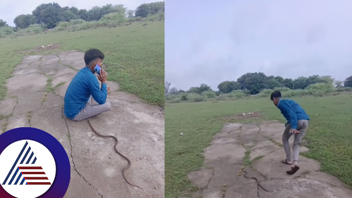 While talking about love with his girlfriend a snake bit into his pants   video gone viral suc