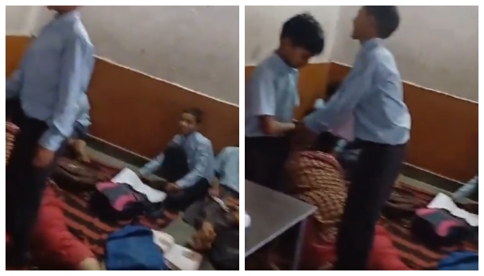 Video of child getting into a teacher s leg and massaging it has gone viral in social media 