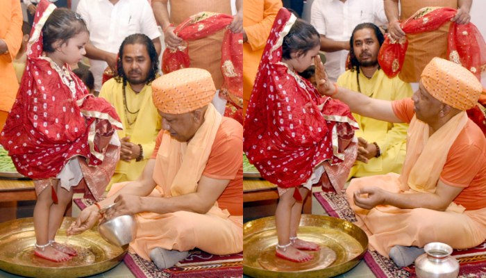 Uttar Pradesh CM Yogi Adityanath performs Kanya Pujan on Mahanavami in Gorakhpur anr