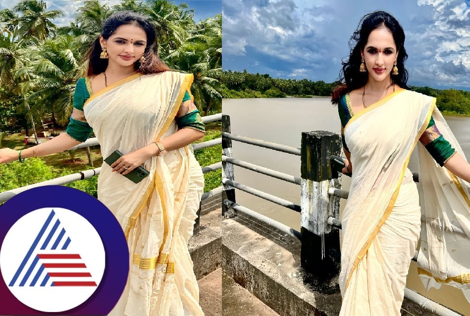 Jyothi Rai looks beautiful in Kerala Saree pav 