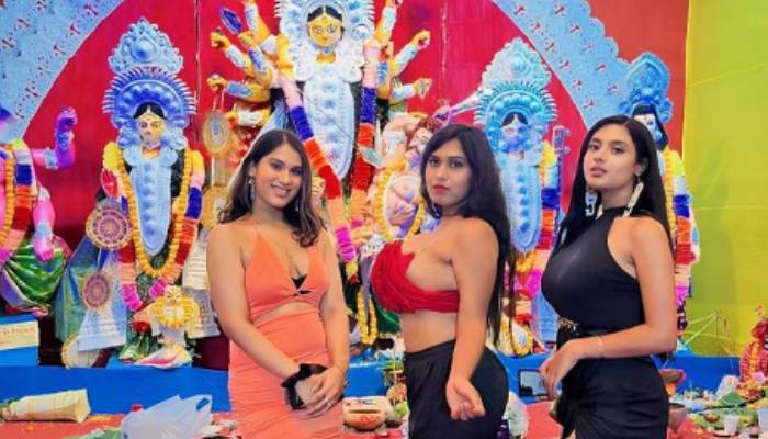 rebellious outfits models post photo from Kolkata Durga Puja Pandal sparks row 