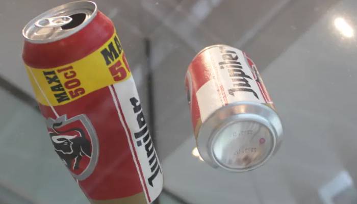 beer can artwork found in waste bin in Dutch museum