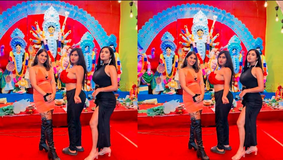 Kolkata Models visit Durga Puja Pendal with Indecent cloth causes Extreme outrage