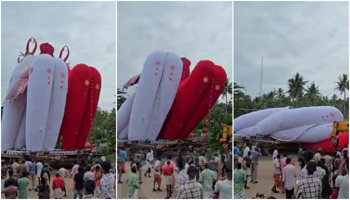 kollam Oachira Kalakettu festival 72 feet kettukala fell