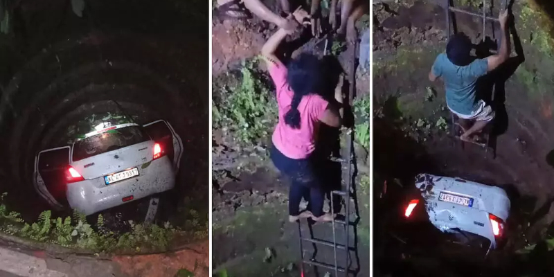 car fell in to 15 feet well, couple rescued 