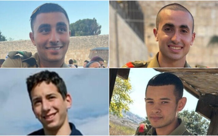 Israel announces names of 4 IDF soldiers killed in Hezbollah drone attack on military base near Binyamina snt