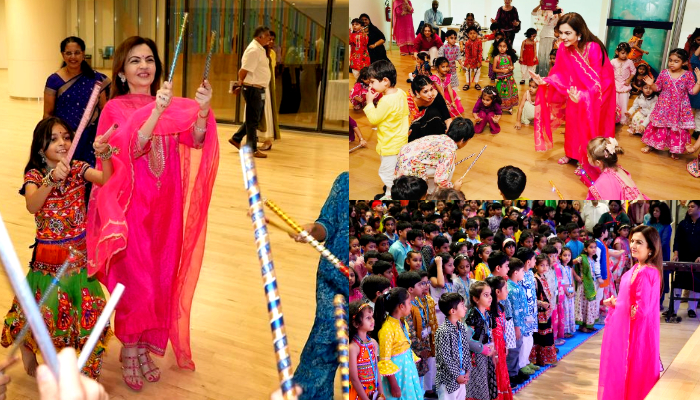 Nita Ambani joins Jeh Ali Khan and classmates for dandiya at Dussehra Assembly