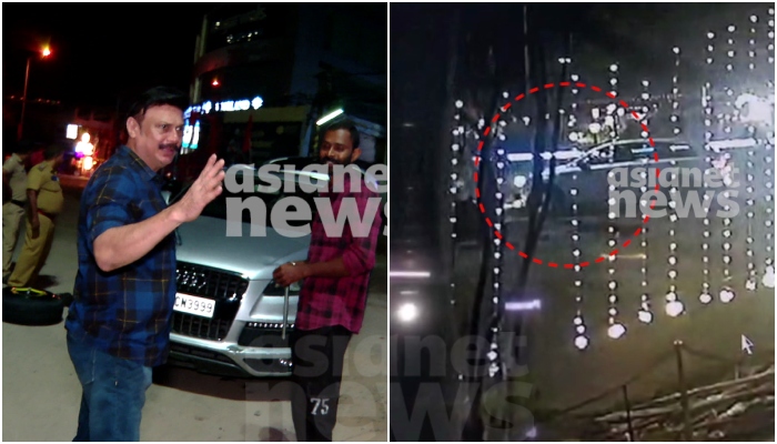 Drunk driving Actor Baiju Santhosh's car causing bike accident in trivandrum CCTV Visuals is out