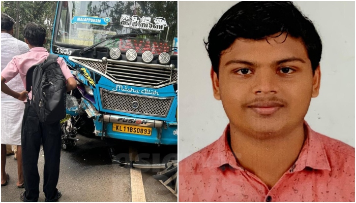 Bus and bike accident  in Malappuram student died