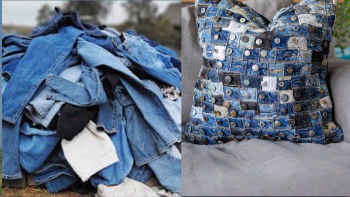 Did not throwing away old jeans use them creatively sat