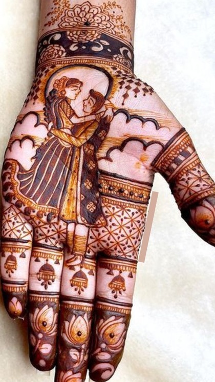 Couple Theme Mehndi Design