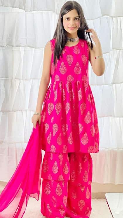 Printed Frill Sharara Suit Set