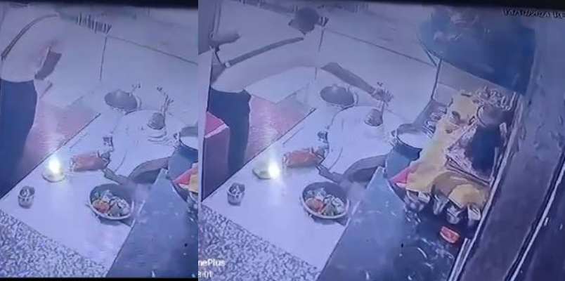 well dressed youth stole snake from Shivling cctv visual out