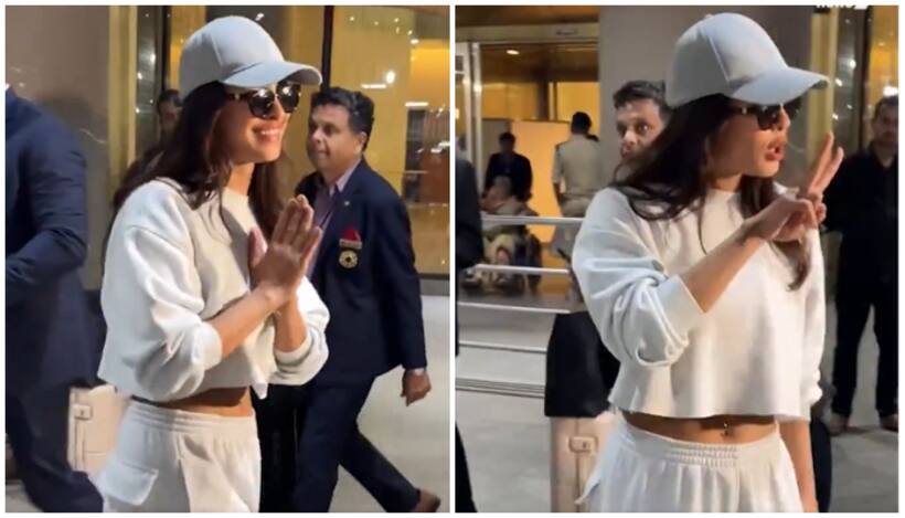 'Main hoon do din': Priyanka Chopra returns to Mumbai, greets paps with a Namaste [WATCH]
